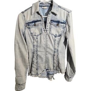 Venus Zip Front Lace-Up Back, Acid Wash, Denim Blazer Jacket Women's Size 2